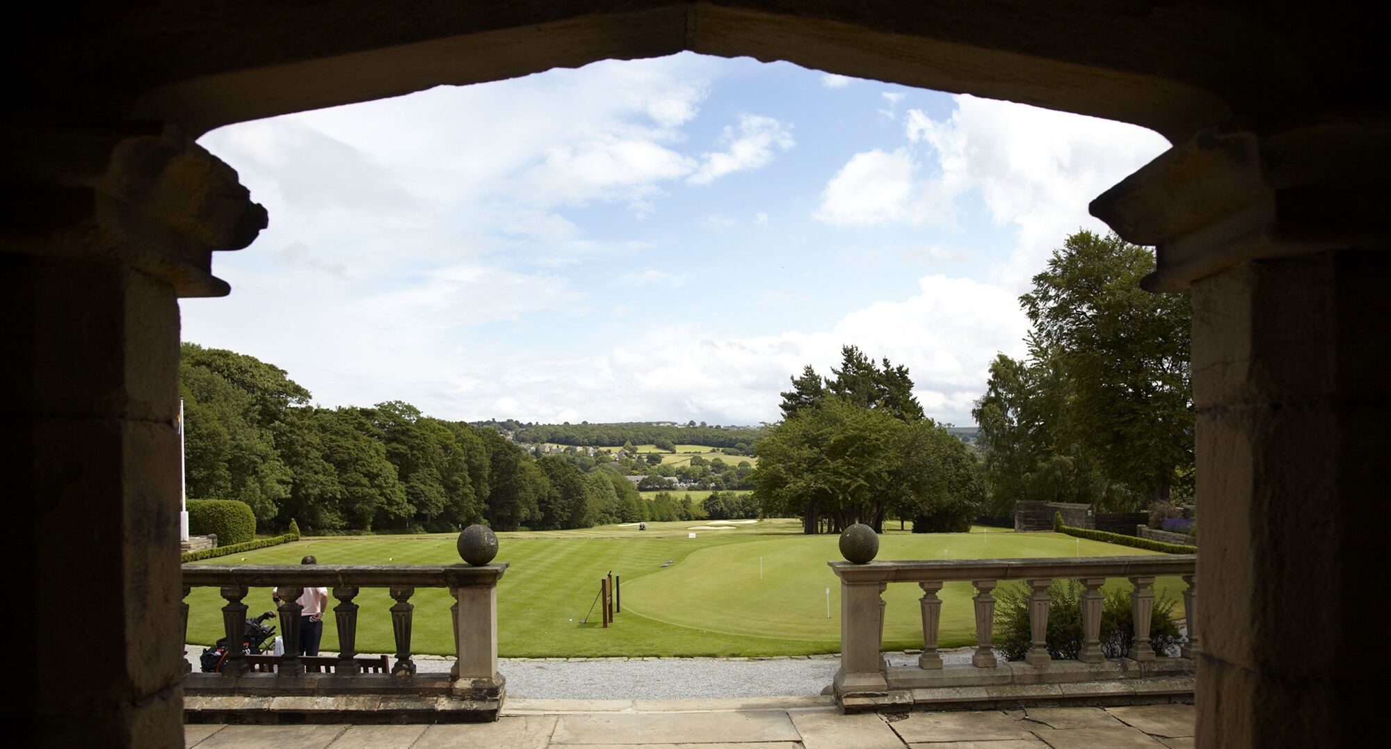 Beautiful view the club house over the first tee.